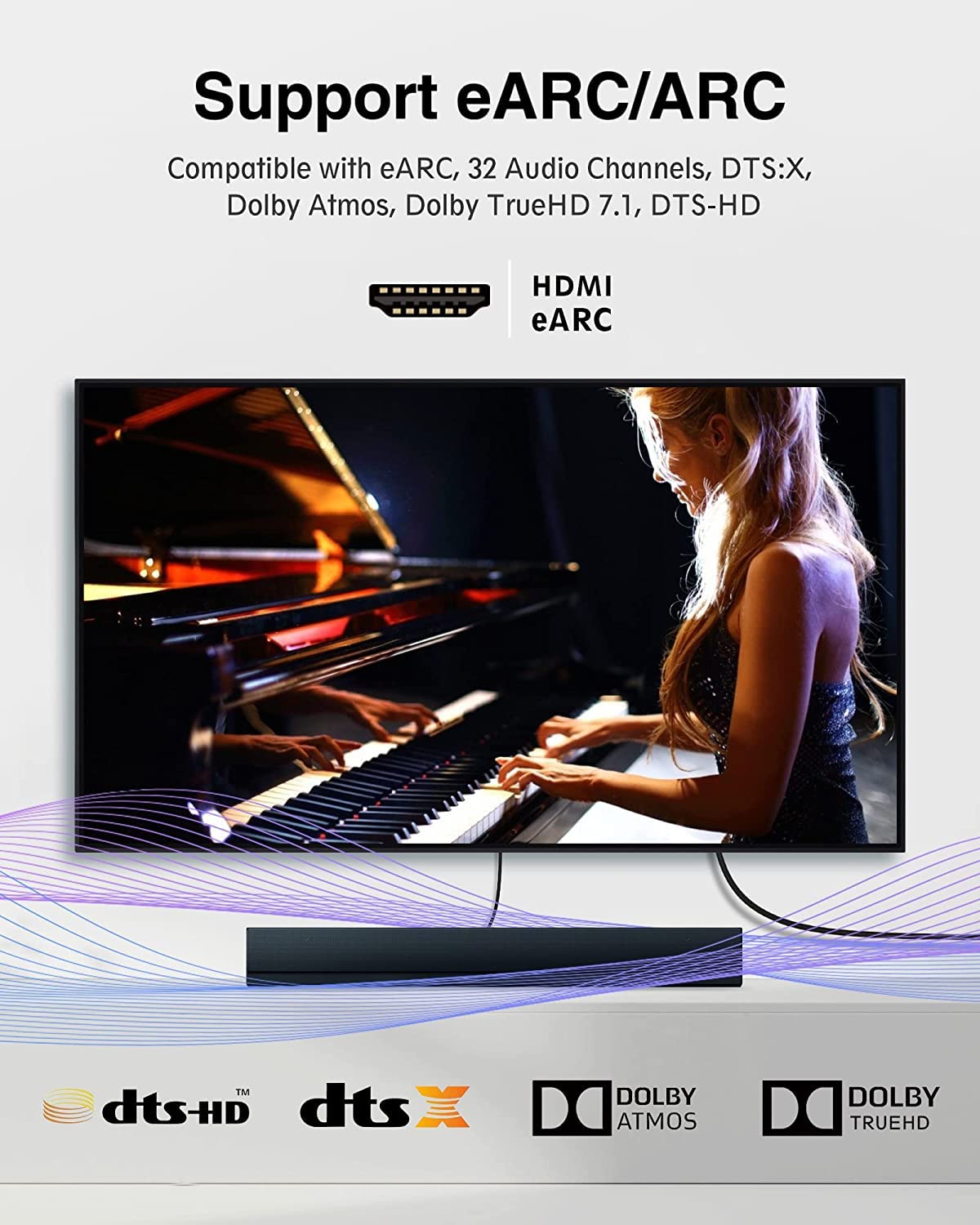 8K HDMI ARC/eARC Cable 2.1 for Soundbar