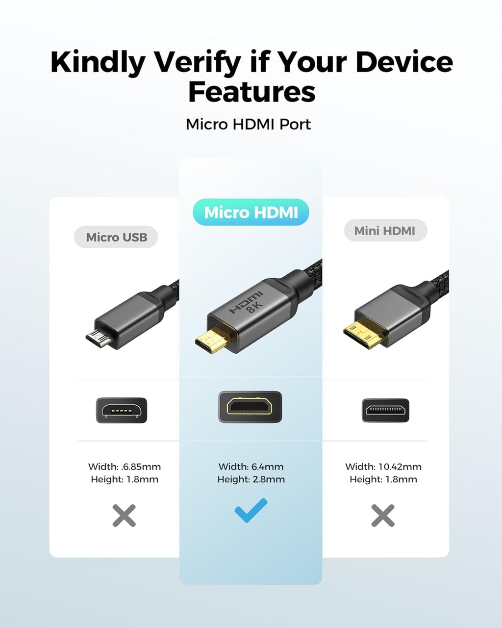 8K 4K Micro HDMI to HDMI Cable