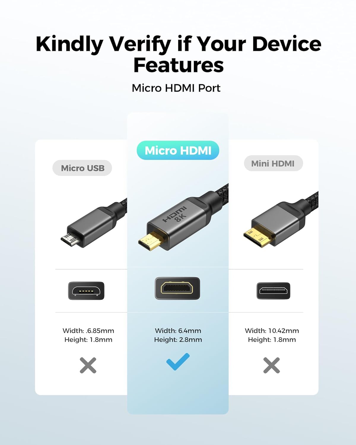 8K 4K Micro HDMI to HDMI Cable