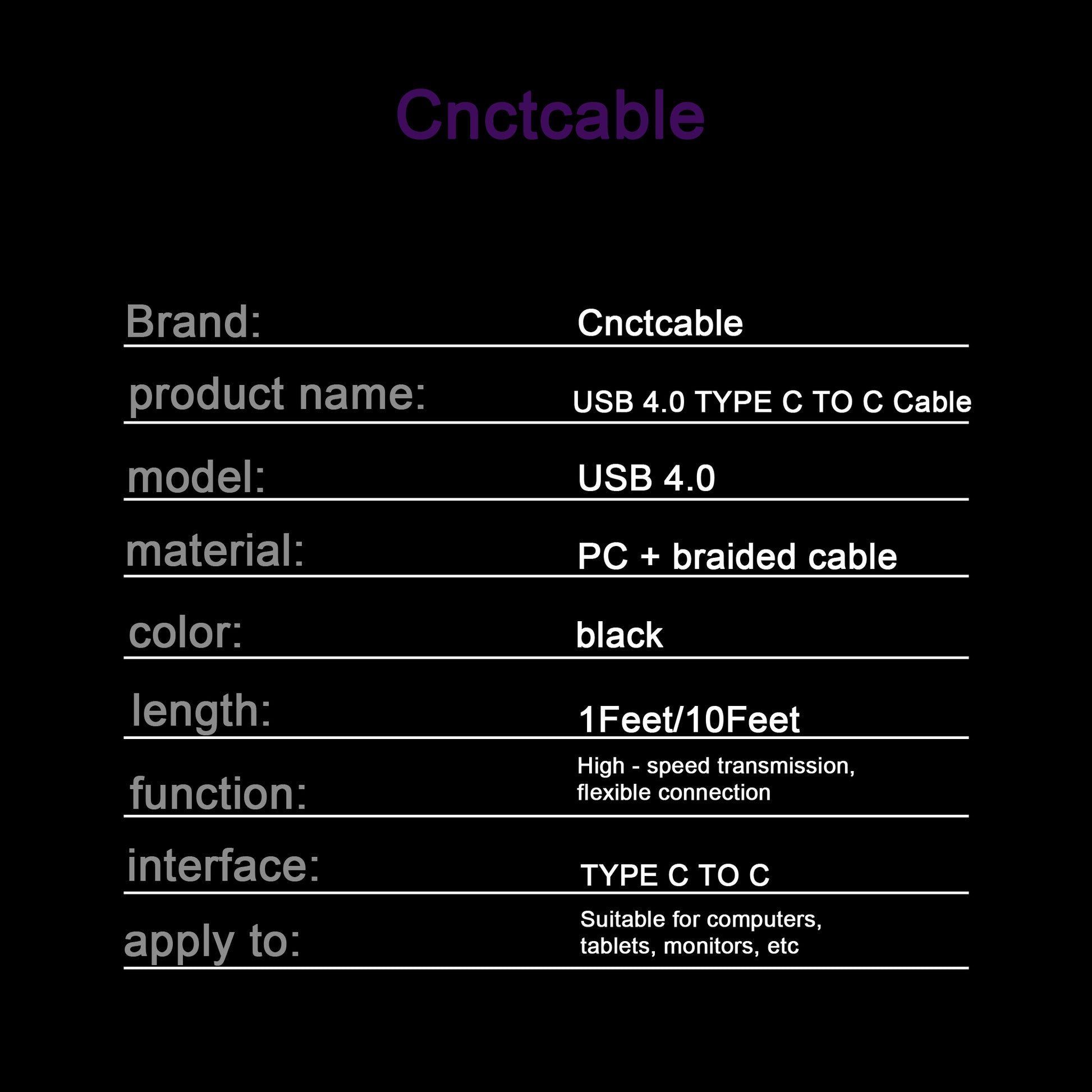 USB 4.0 TYPE C TO C Cable