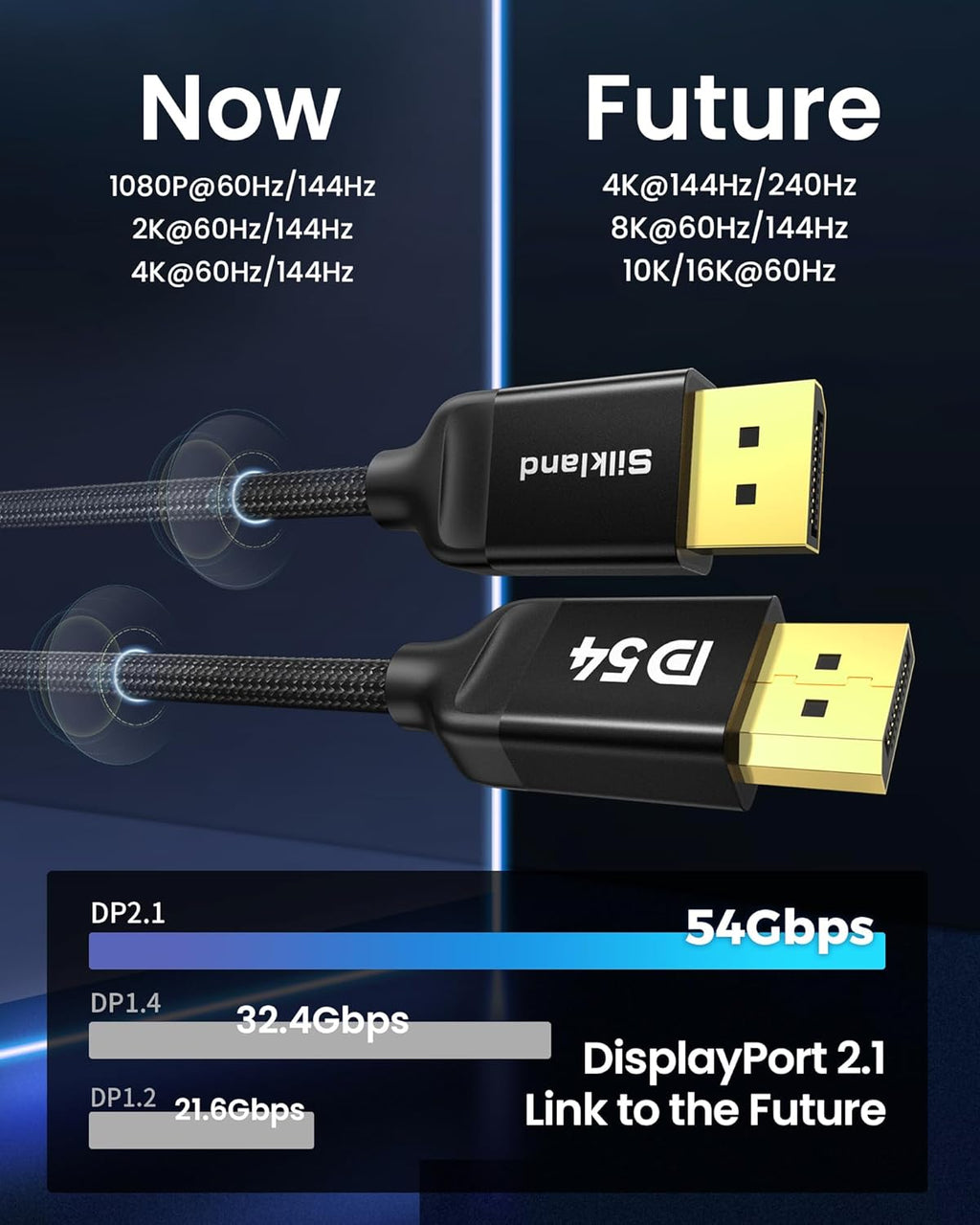 54Gbps DisplayPort Cable 2.1 [VESA Certified]