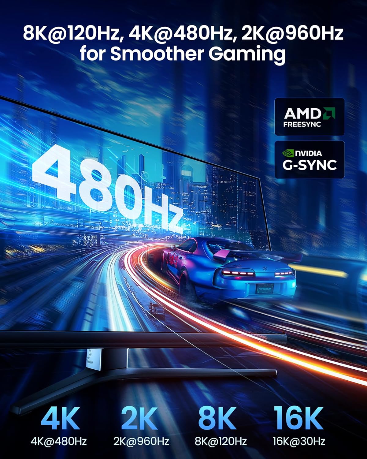 54Gbps DisplayPort Cable 2.1 [VESA Certified]