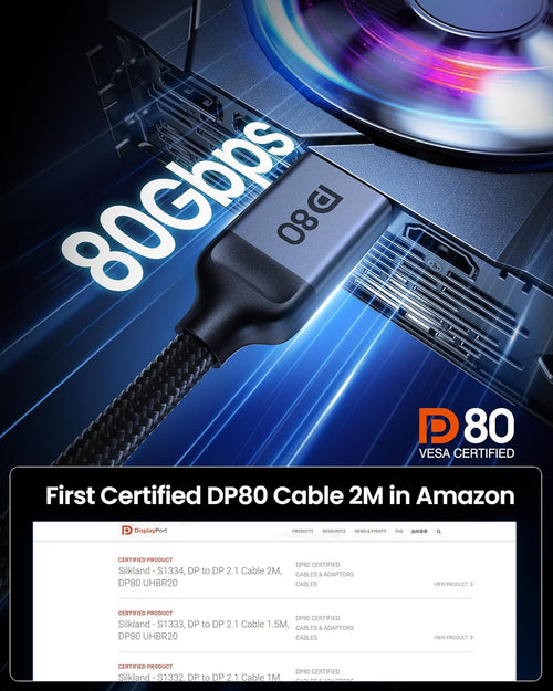80Gbps DisplayPort Cable 2.1[VESA Certified]