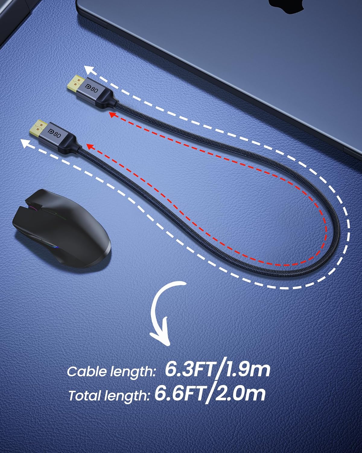 80Gbps DisplayPort Cable 2.1[VESA Certified]