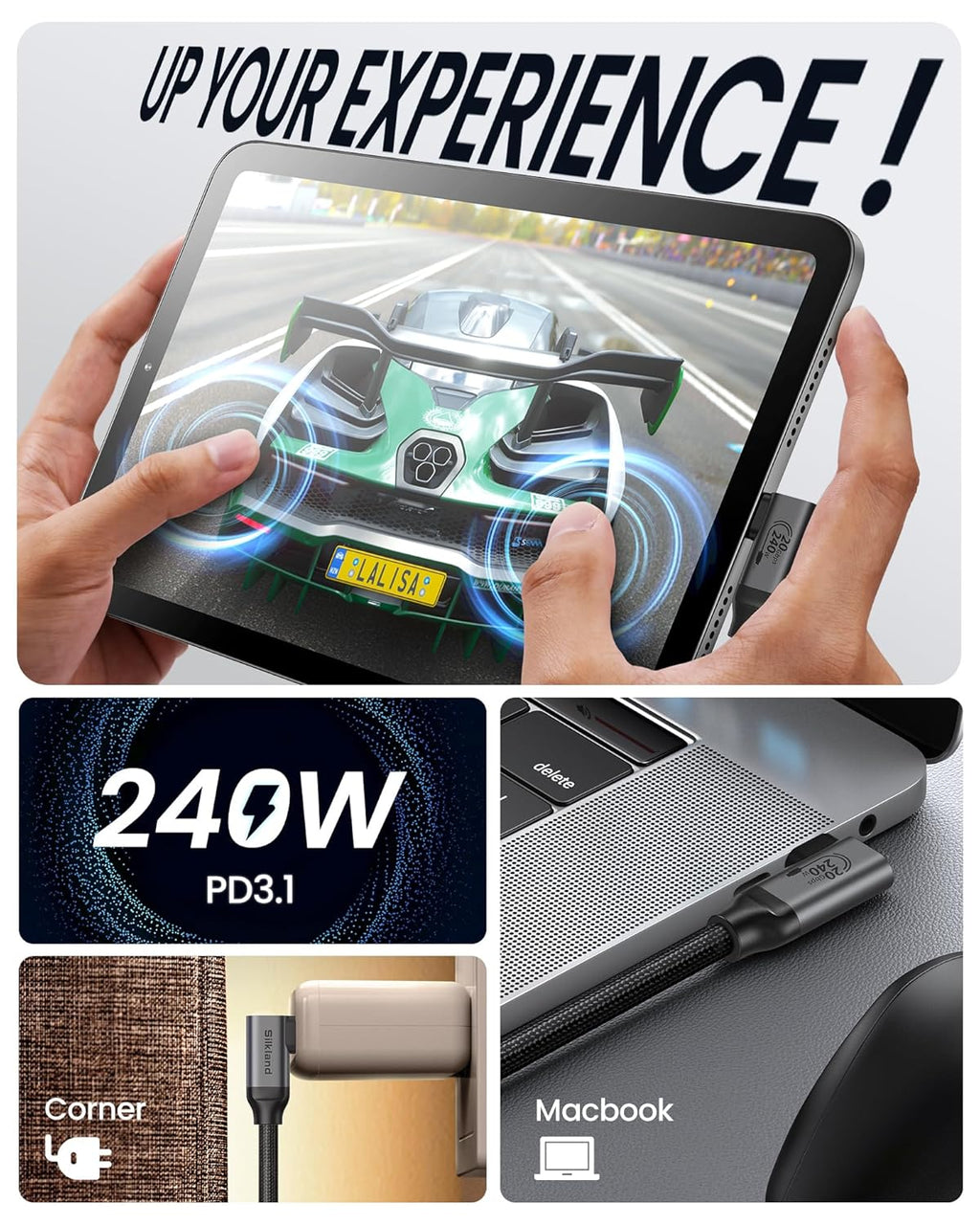 USB C 3.2 Gen 2x2 Cable Right Angle