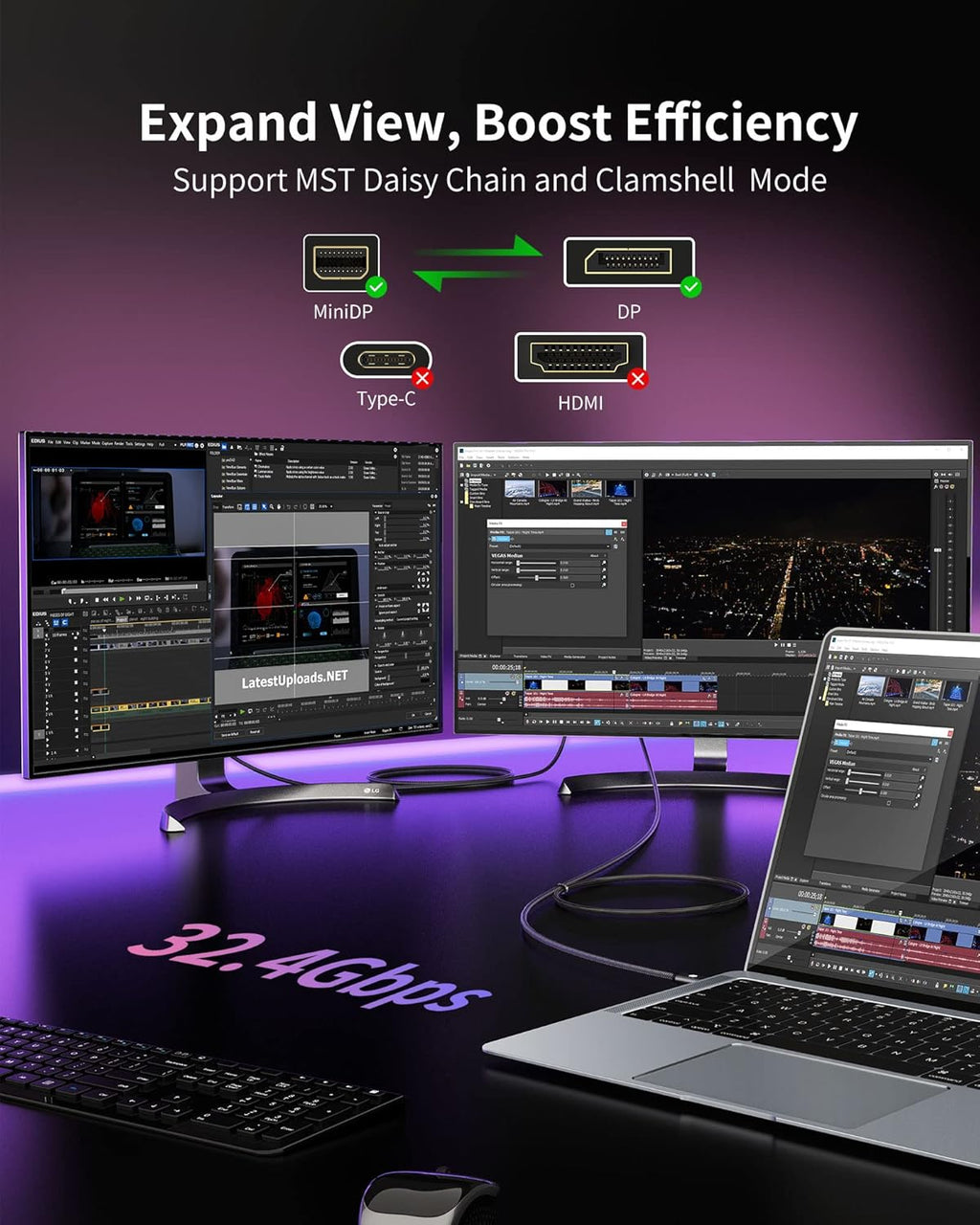 8K Mini DisplayPort to DisplayPort 1.4 Cable