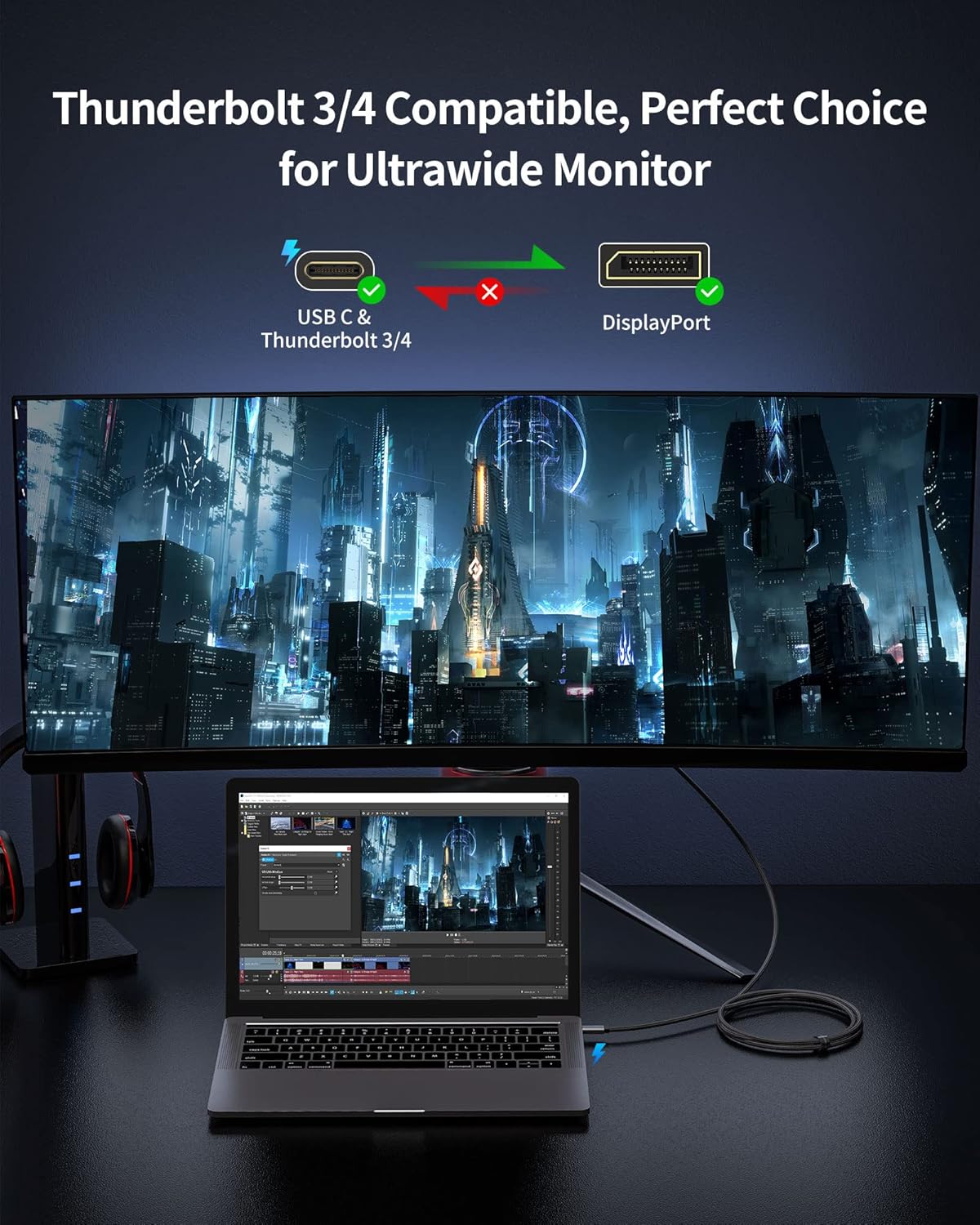 USB C to DisplayPort 1.4 Cable
